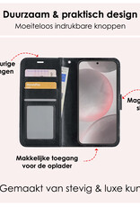 NoXx Hoes Geschikt voor Samsung S24 Plus Hoesje Book Case Hoes Flip Cover Wallet Bookcase Met Screenprotector - Zwart