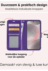 NoXx Hoes Geschikt voor Samsung S24 Plus Hoesje Book Case Hoes Flip Cover Wallet Bookcase Met 2x Screenprotector - Paars