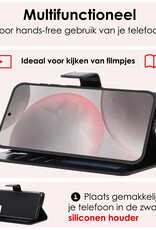 NoXx Hoes Geschikt voor Samsung S24 Plus Hoesje Book Case Hoes Flip Cover Wallet Bookcase Met 2x Screenprotector - Zwart