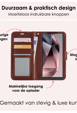 NoXx Hoes Geschikt voor Samsung S24 Ultra Hoesje Book Case Hoes Flip Cover Wallet Bookcase Met Screenprotector - Bruin