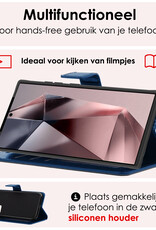 NoXx Hoes Geschikt voor Samsung S24 Ultra Hoesje Book Case Hoes Flip Cover Wallet Bookcase Met Screenprotector - Donkerblauw