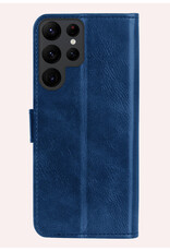 NoXx Hoes Geschikt voor Samsung S24 Ultra Hoesje Book Case Hoes Flip Cover Wallet Bookcase Met Screenprotector - Donkerblauw
