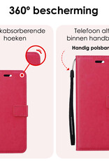 NoXx Hoes Geschikt voor Samsung S24 Ultra Hoesje Book Case Hoes Flip Cover Wallet Bookcase Met Screenprotector - Donkerroze