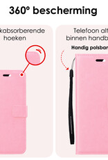 NoXx Hoes Geschikt voor Samsung S24 Ultra Hoesje Book Case Hoes Flip Cover Wallet Bookcase Met Screenprotector - Lichtroze