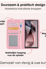 NoXx Hoes Geschikt voor Samsung S24 Ultra Hoesje Book Case Hoes Flip Cover Wallet Bookcase Met Screenprotector - Lichtroze