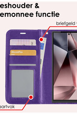 NoXx Hoes Geschikt voor Samsung S24 Ultra Hoesje Book Case Hoes Flip Cover Wallet Bookcase Met Screenprotector - Paars