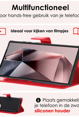 NoXx Hoes Geschikt voor Samsung S24 Ultra Hoesje Book Case Hoes Flip Cover Wallet Bookcase Met Screenprotector - Rood