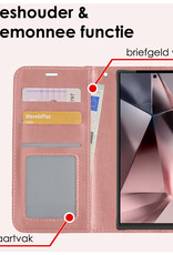 NoXx Hoes Geschikt voor Samsung S24 Ultra Hoesje Book Case Hoes Flip Cover Wallet Bookcase Met Screenprotector - Rosé goud