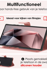 NoXx Hoes Geschikt voor Samsung S24 Ultra Hoesje Book Case Hoes Flip Cover Wallet Bookcase Met Screenprotector - Rosé goud