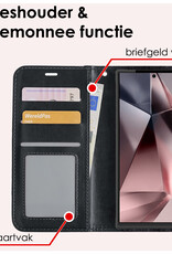 NoXx Hoes Geschikt voor Samsung S24 Ultra Hoesje Book Case Hoes Flip Cover Wallet Bookcase Met Screenprotector - Zwart