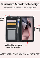 NoXx Hoes Geschikt voor Samsung S24 Ultra Hoesje Book Case Hoes Flip Cover Wallet Bookcase Met Screenprotector - Zwart