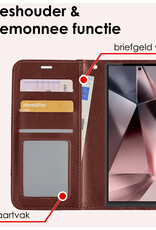 NoXx Hoes Geschikt voor Samsung S24 Ultra Hoesje Book Case Hoes Flip Cover Wallet Bookcase Met 2x Screenprotector - Bruin