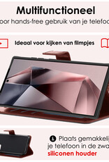 NoXx Hoes Geschikt voor Samsung S24 Ultra Hoesje Book Case Hoes Flip Cover Wallet Bookcase Met 2x Screenprotector - Bruin