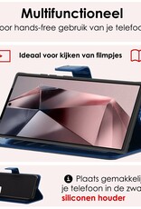 NoXx Hoes Geschikt voor Samsung S24 Ultra Hoesje Book Case Hoes Flip Cover Wallet Bookcase Met 2x Screenprotector - Donkerblauw