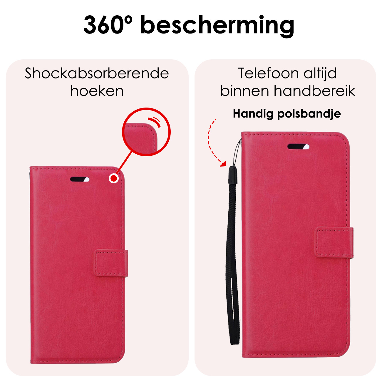 NoXx Hoes Geschikt voor Samsung S24 Ultra Hoesje Book Case Hoes Flip Cover Wallet Bookcase Met 2x Screenprotector - Donkerroze