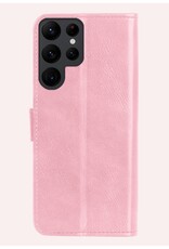 NoXx Hoes Geschikt voor Samsung S24 Ultra Hoesje Book Case Hoes Flip Cover Wallet Bookcase Met 2x Screenprotector - Lichtroze
