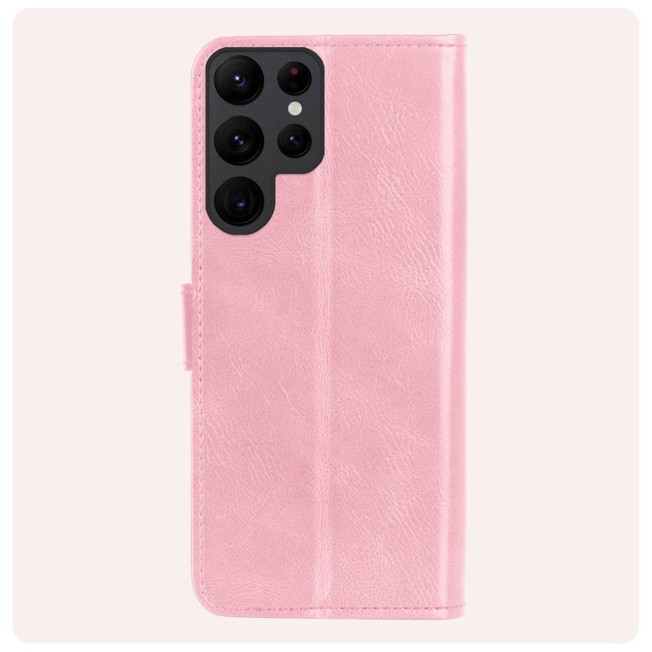 NoXx Hoes Geschikt voor Samsung S24 Ultra Hoesje Book Case Hoes Flip Cover Wallet Bookcase Met 2x Screenprotector - Lichtroze
