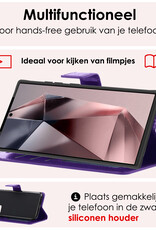 NoXx Hoes Geschikt voor Samsung S24 Ultra Hoesje Book Case Hoes Flip Cover Wallet Bookcase Met 2x Screenprotector - Paars