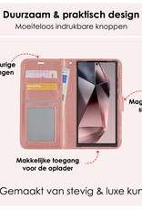 NoXx Hoes Geschikt voor Samsung S24 Ultra Hoesje Book Case Hoes Flip Cover Wallet Bookcase Met 2x Screenprotector - Rosé goud