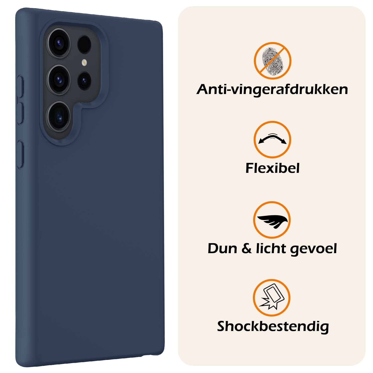 Nomfy Hoesje Geschikt voor Samsung S24 Ultra Hoesje Siliconen Cover Case Met Screenprotector - Hoes Geschikt voor Samsung Galaxy S24 Ultra Hoes Back Case - Donkerblauw