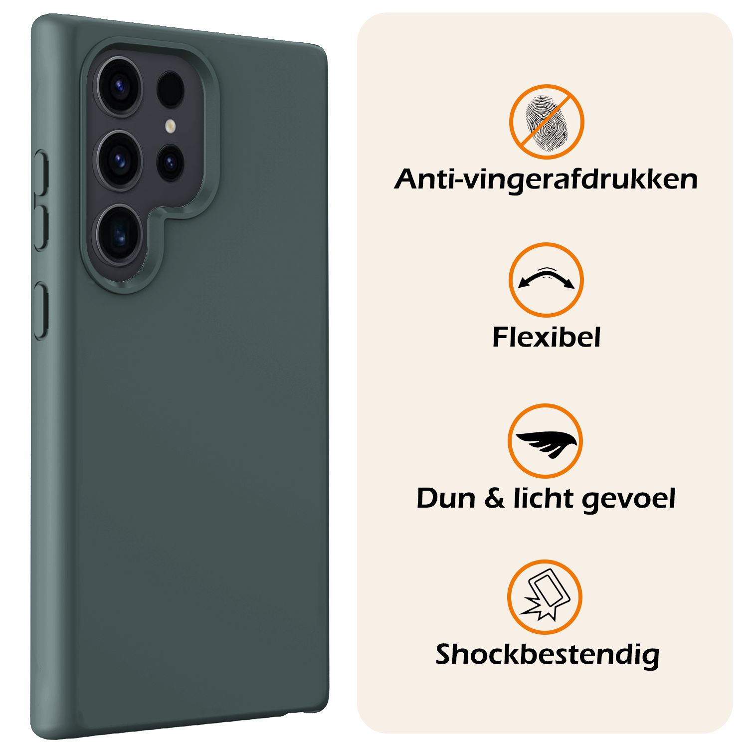 Nomfy Hoesje Geschikt voor Samsung S24 Ultra Hoesje Siliconen Cover Case Met Screenprotector - Hoes Geschikt voor Samsung Galaxy S24 Ultra Hoes Back Case - Donkergroen