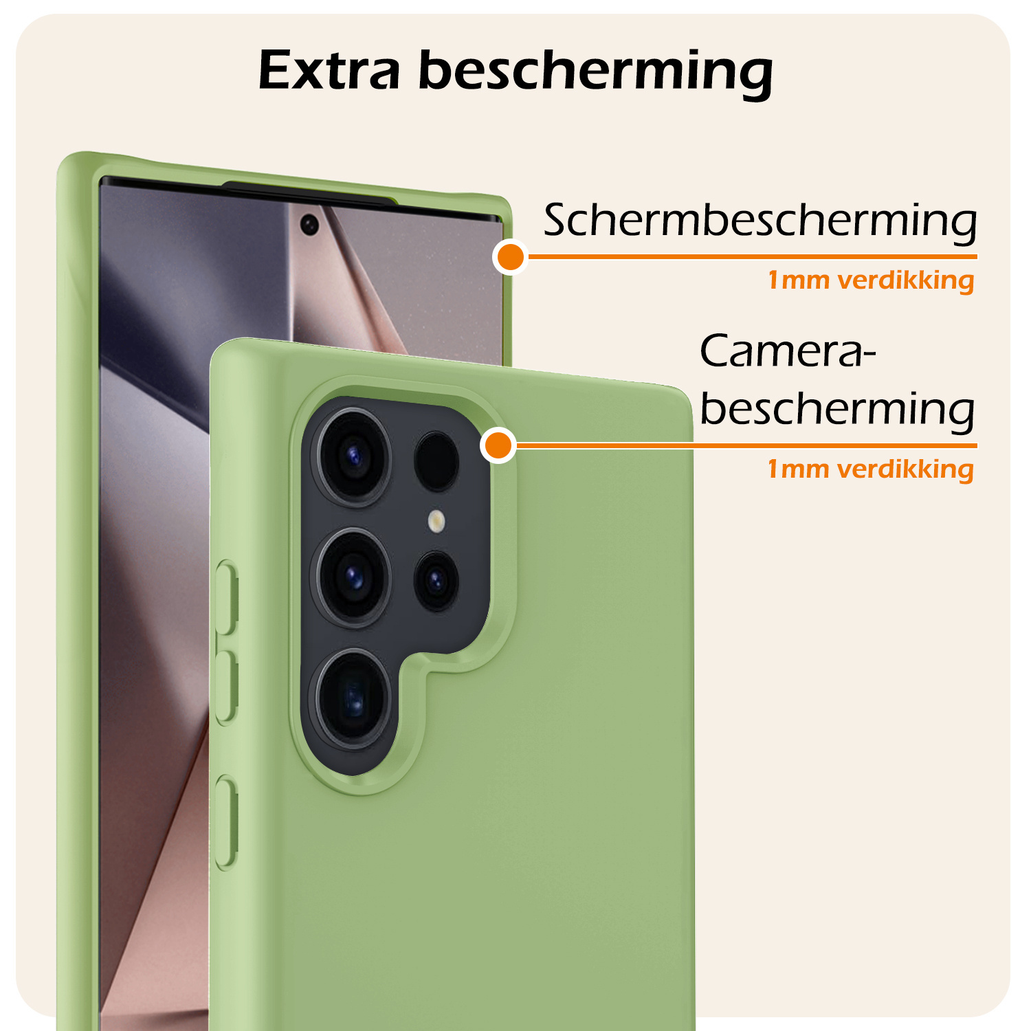 Nomfy Hoesje Geschikt voor Samsung S24 Ultra Hoesje Siliconen Cover Case Met Screenprotector - Hoes Geschikt voor Samsung Galaxy S24 Ultra Hoes Back Case - Groen