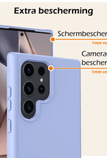 Nomfy Hoesje Geschikt voor Samsung S24 Ultra Hoesje Siliconen Cover Case Met Screenprotector - Hoes Geschikt voor Samsung Galaxy S24 Ultra Hoes Back Case - Lichtblauw