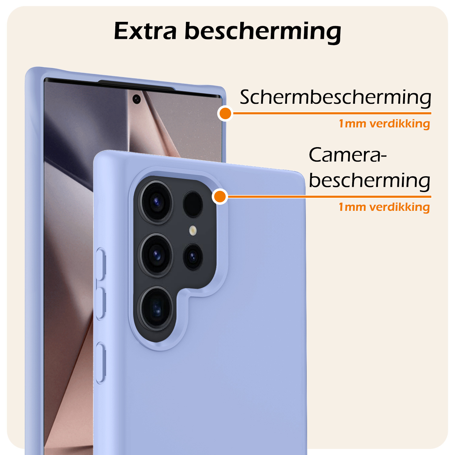 Nomfy Hoesje Geschikt voor Samsung S24 Ultra Hoesje Siliconen Cover Case Met Screenprotector - Hoes Geschikt voor Samsung Galaxy S24 Ultra Hoes Back Case - Lichtblauw