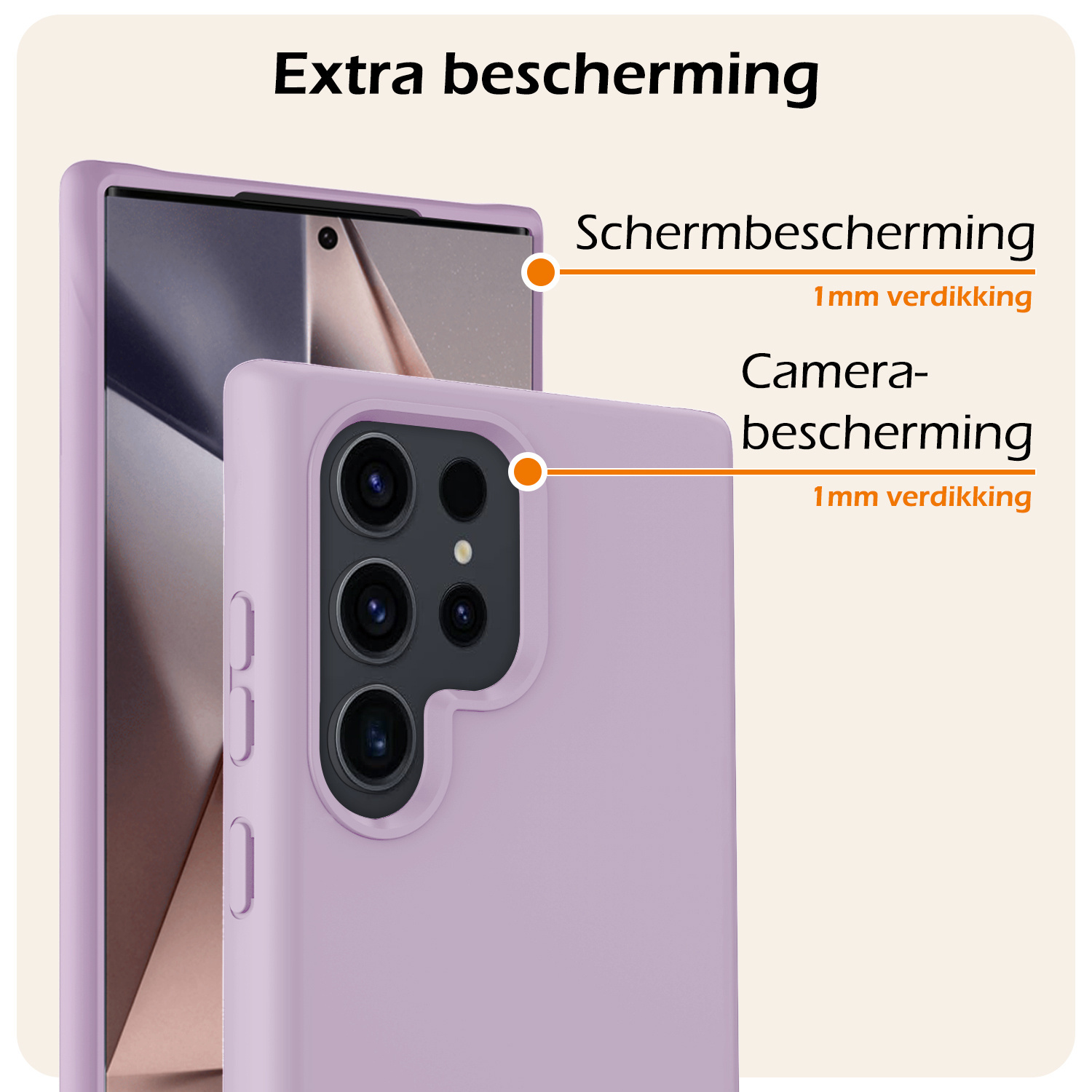 Nomfy Hoesje Geschikt voor Samsung S24 Ultra Hoesje Siliconen Cover Case Met Screenprotector - Hoes Geschikt voor Samsung Galaxy S24 Ultra Hoes Back Case - Lila