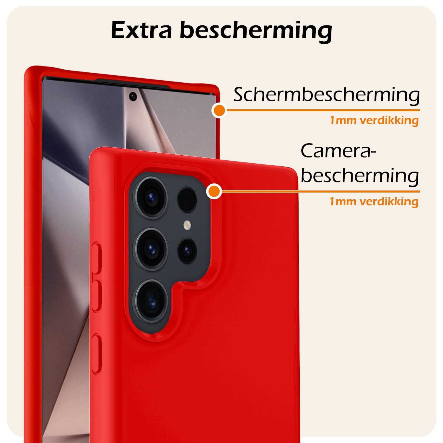 Nomfy Hoesje Geschikt voor Samsung S24 Ultra Hoesje Siliconen Cover Case Met Screenprotector - Hoes Geschikt voor Samsung Galaxy S24 Ultra Hoes Back Case - Rood