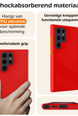 Nomfy Hoesje Geschikt voor Samsung S24 Ultra Hoesje Siliconen Cover Case Met Screenprotector - Hoes Geschikt voor Samsung Galaxy S24 Ultra Hoes Back Case - Rood