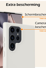 Nomfy Hoesje Geschikt voor Samsung S24 Ultra Hoesje Siliconen Cover Case Met Screenprotector - Hoes Geschikt voor Samsung Galaxy S24 Ultra Hoes Back Case - Wit