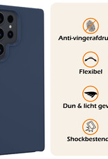 Nomfy Hoesje Geschikt voor Samsung S24 Ultra Hoesje Siliconen Cover Case Met 2x Screenprotector - Hoes Geschikt voor Samsung Galaxy S24 Ultra Hoes Back Case - Donkerblauw