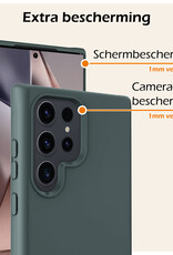 Nomfy Hoesje Geschikt voor Samsung S24 Ultra Hoesje Siliconen Cover Case Met 2x Screenprotector - Hoes Geschikt voor Samsung Galaxy S24 Ultra Hoes Back Case - Donkergroen