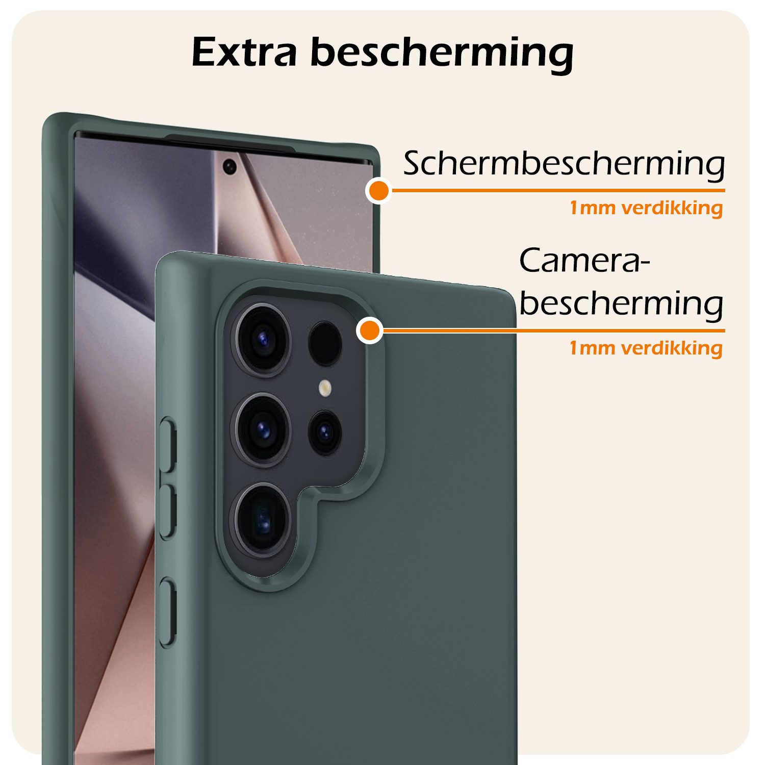 Nomfy Hoesje Geschikt voor Samsung S24 Ultra Hoesje Siliconen Cover Case Met 2x Screenprotector - Hoes Geschikt voor Samsung Galaxy S24 Ultra Hoes Back Case - Donkergroen