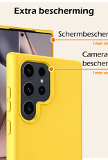 Nomfy Hoesje Geschikt voor Samsung S24 Ultra Hoesje Siliconen Cover Case Met 2x Screenprotector - Hoes Geschikt voor Samsung Galaxy S24 Ultra Hoes Back Case - Geel