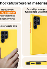 Nomfy Hoesje Geschikt voor Samsung S24 Ultra Hoesje Siliconen Cover Case Met 2x Screenprotector - Hoes Geschikt voor Samsung Galaxy S24 Ultra Hoes Back Case - Geel