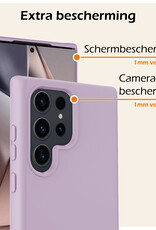 Nomfy Hoesje Geschikt voor Samsung S24 Ultra Hoesje Siliconen Cover Case Met 2x Screenprotector - Hoes Geschikt voor Samsung Galaxy S24 Ultra Hoes Back Case - Lila