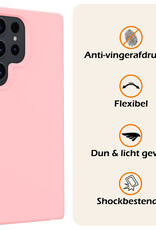 Nomfy Hoesje Geschikt voor Samsung S24 Ultra Hoesje Siliconen Cover Case Met 2x Screenprotector - Hoes Geschikt voor Samsung Galaxy S24 Ultra Hoes Back Case - Lichtroze
