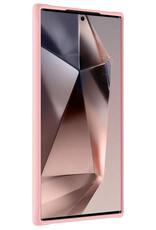 Nomfy Hoesje Geschikt voor Samsung S24 Ultra Hoesje Siliconen Cover Case Met 2x Screenprotector - Hoes Geschikt voor Samsung Galaxy S24 Ultra Hoes Back Case - Lichtroze