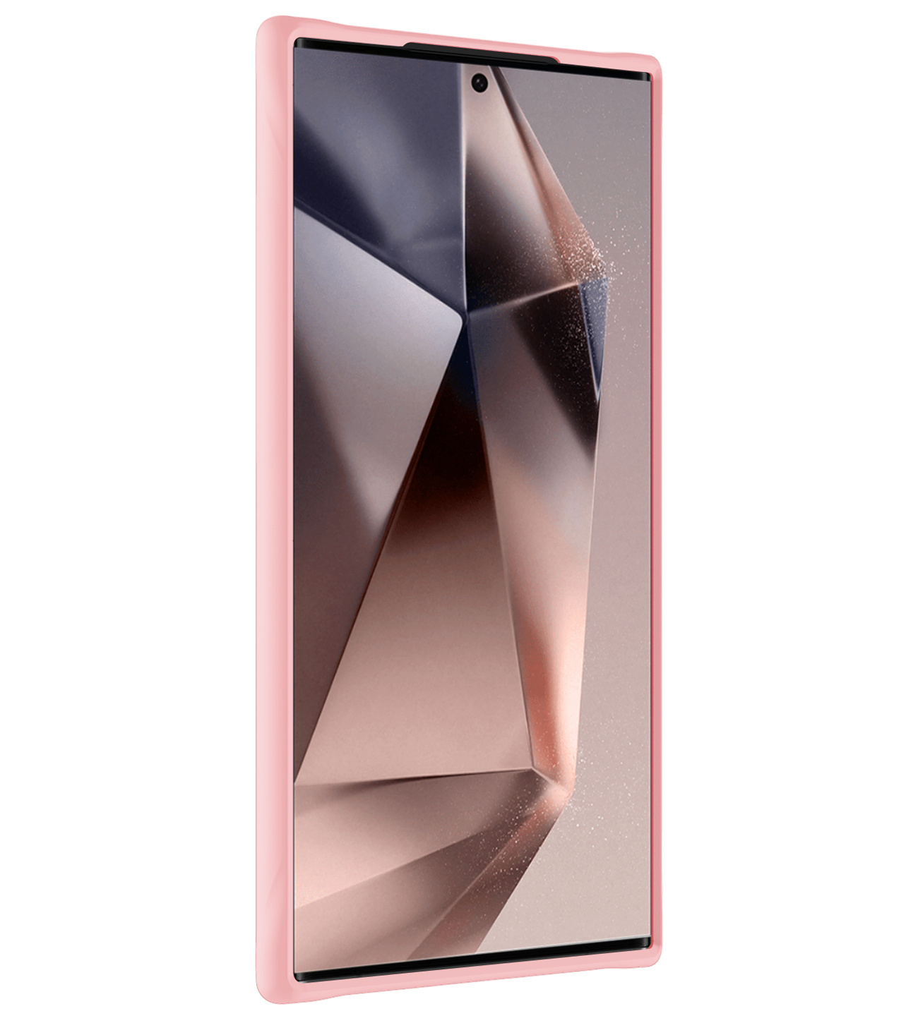 Nomfy Hoesje Geschikt voor Samsung S24 Ultra Hoesje Siliconen Cover Case Met 2x Screenprotector - Hoes Geschikt voor Samsung Galaxy S24 Ultra Hoes Back Case - Lichtroze