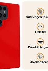 Nomfy Hoesje Geschikt voor Samsung S24 Ultra Hoesje Siliconen Cover Case Met 2x Screenprotector - Hoes Geschikt voor Samsung Galaxy S24 Ultra Hoes Back Case - Rood