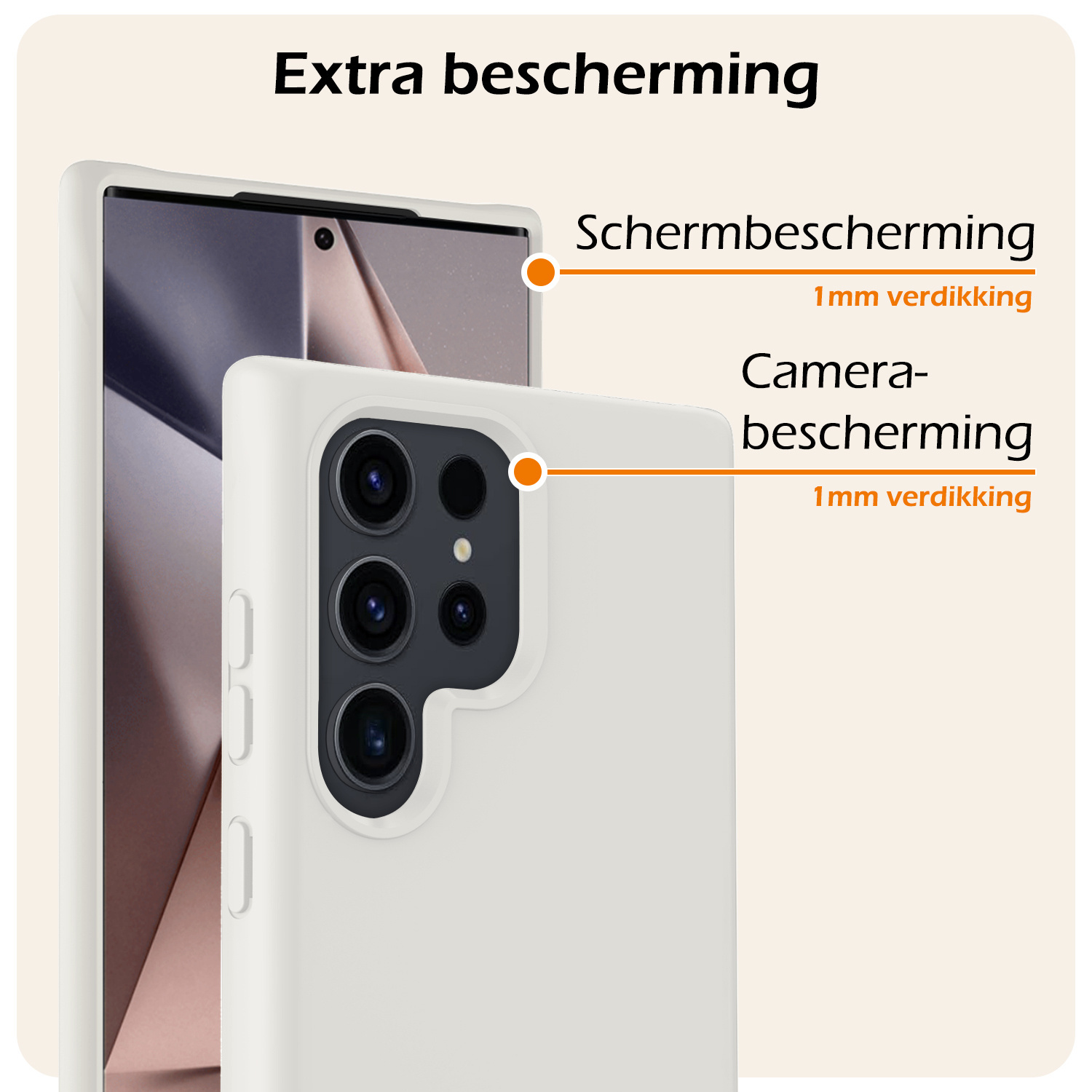 Nomfy Hoesje Geschikt voor Samsung S24 Ultra Hoesje Siliconen Cover Case Met 2x Screenprotector - Hoes Geschikt voor Samsung Galaxy S24 Ultra Hoes Back Case - Wit