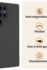 Nomfy Hoesje Geschikt voor Samsung S24 Ultra Hoesje Siliconen Cover Case Met 2x Screenprotector - Hoes Geschikt voor Samsung Galaxy S24 Ultra Hoes Back Case - Zwart