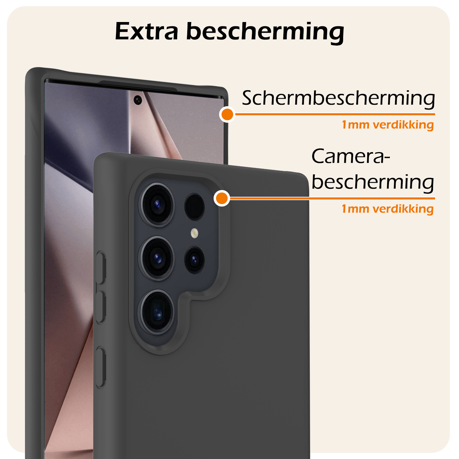 Nomfy Hoesje Geschikt voor Samsung S24 Ultra Hoesje Siliconen Cover Case Met 2x Screenprotector - Hoes Geschikt voor Samsung Galaxy S24 Ultra Hoes Back Case - Zwart