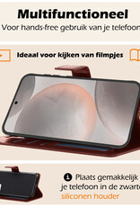 Nomfy Hoesje Geschikt voor Samsung S24 Hoes Bookcase Flipcase Book Cover Met Screenprotector - Hoes Geschikt voor Samsung Galaxy S24 Hoesje Book Case - Bruin