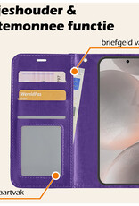 Nomfy Hoesje Geschikt voor Samsung S24 Hoes Bookcase Flipcase Book Cover Met Screenprotector - Hoes Geschikt voor Samsung Galaxy S24 Hoesje Book Case - Paars