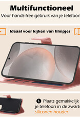 Nomfy Hoesje Geschikt voor Samsung S24 Hoes Bookcase Flipcase Book Cover Met Screenprotector - Hoes Geschikt voor Samsung Galaxy S24 Hoesje Book Case - Rosé goud