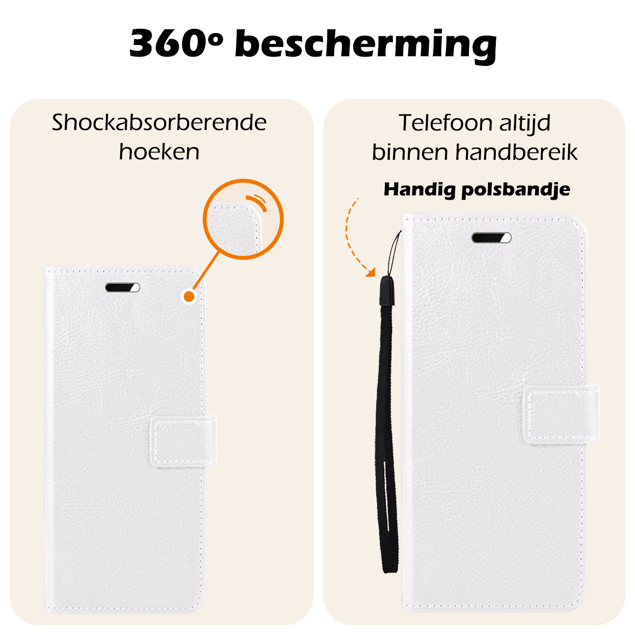 Nomfy Hoesje Geschikt voor Samsung S24 Hoes Bookcase Flipcase Book Cover Met Screenprotector - Hoes Geschikt voor Samsung Galaxy S24 Hoesje Book Case - Wit