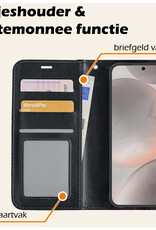 Nomfy Hoesje Geschikt voor Samsung S24 Hoes Bookcase Flipcase Book Cover Met Screenprotector - Hoes Geschikt voor Samsung Galaxy S24 Hoesje Book Case - Zwart